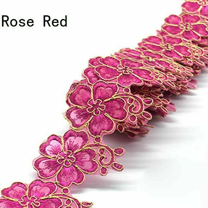 1 Yard Lace Floral Trim Edging DIY Wedding Decor Ribbon Iron Sew On 4cm Width