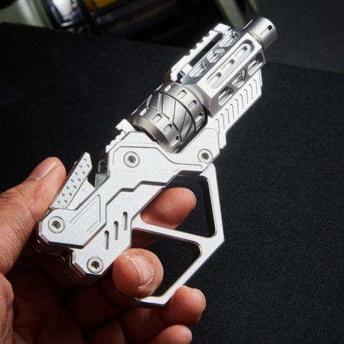 QT-3000 銃型 金属製 シルバー QT-3000 Revolver Magnetic Push Slider Gun Spinner Button