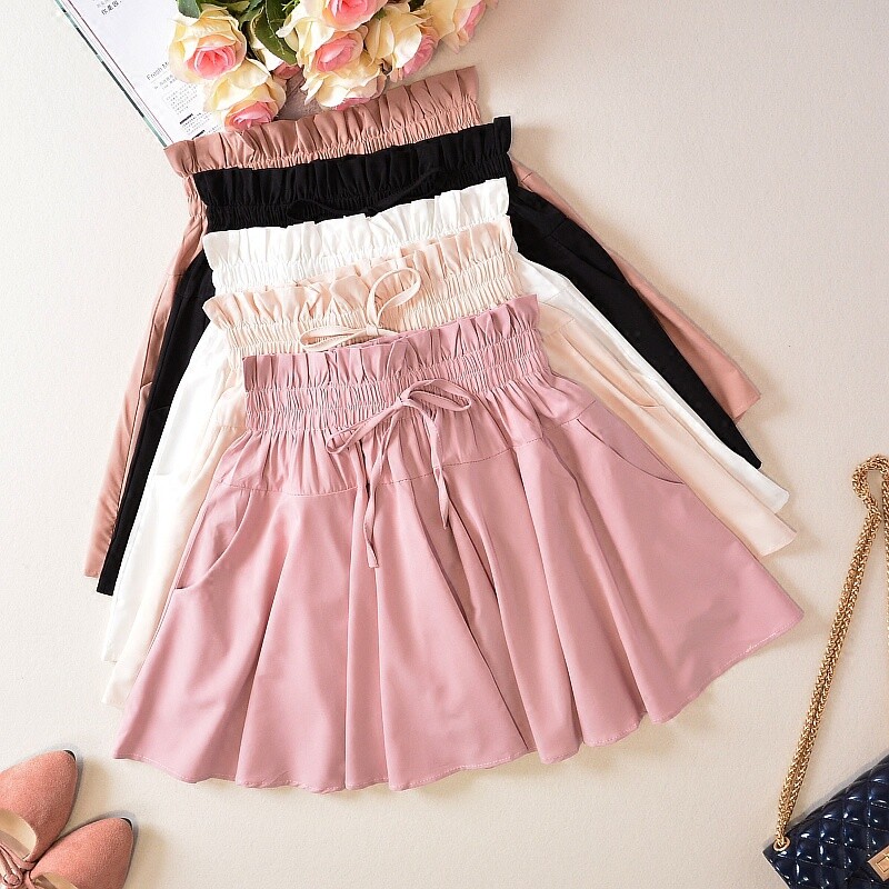 Gonna In Chiffon A Line Culotte Con Rouches Sottogonna Pieghettata