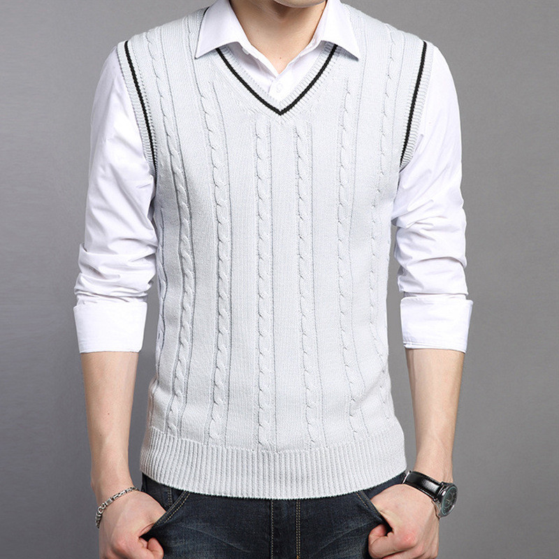 Gilet Da Uomini Senza Maniche Maglione In Maglia A Cavo