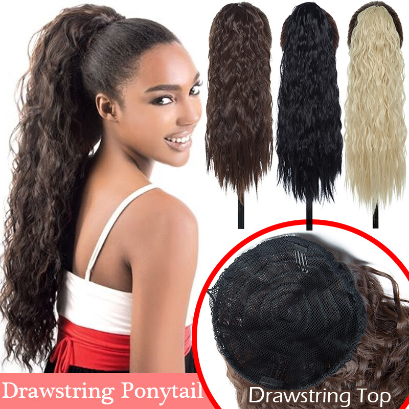 Drawstring Ponytail Real Natural Thick Fluffy Kinky Curly Wave