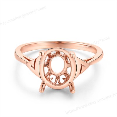 Oval 9x7mm Solid 10k Rose Gold Ring Anniversary Semi Mount Setting Only Bridal