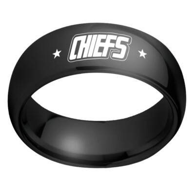 8mm Arc Edge Rings Kansas City Chiefs Team Stainless Steel Band Jewelry Sz 6-13