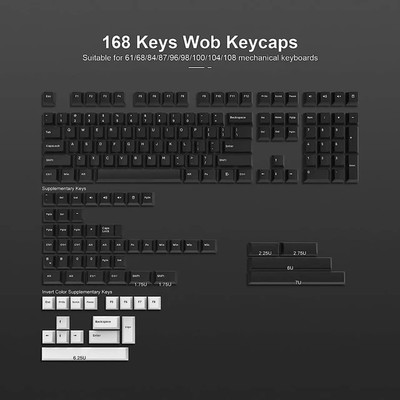 189 Key PBT Keycap Double-Shot Green White ISA Keycaps Kit Backlit Cap Cherry MX