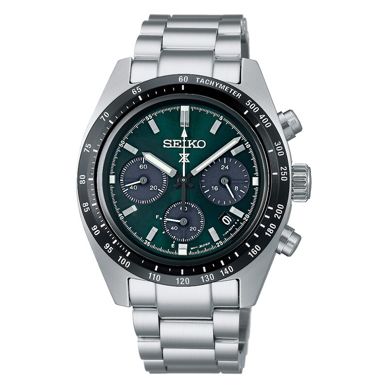 Pre-owned Seiko Prospex Speedtimer Solar Chronograph Green Dial Men's Watch Ssc933