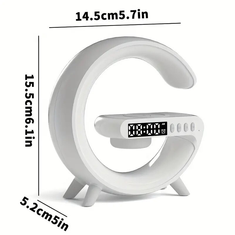 Night Light Bluetooth Speaker LED Wireless Charging Timer Alarm Clock Lamp White