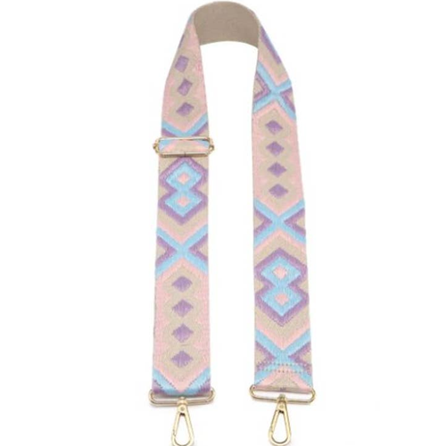 Blue & Lavender Purple Bohemian Tapestry Woven Purse Guitar Crossbody Strap