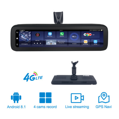 4G Android 8.1 dash cam ADAS Rearview Mirror video recorder 4 cameras panoramic 