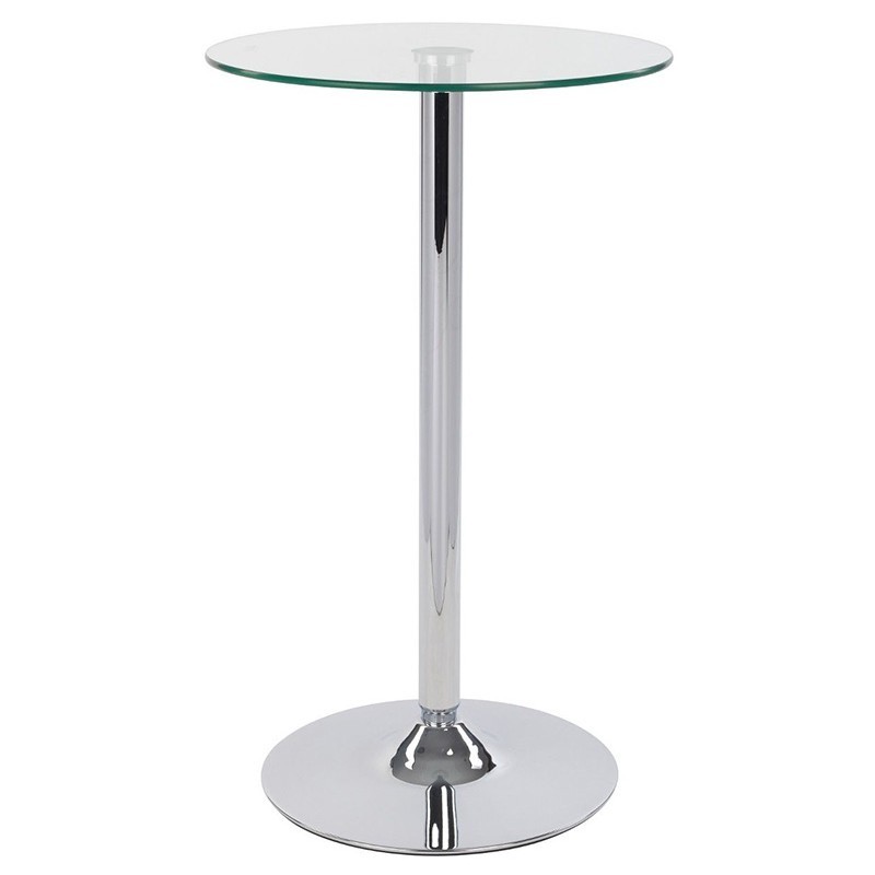 Magical Poseur NEW High Top Glass Table with Chrome Stand and Brown