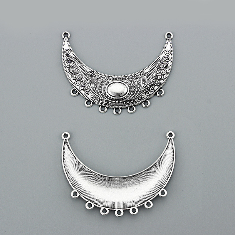 5Pcs Filigree Crescent Moon Chandelier Connectors DIY Jewellry Necklace Findings