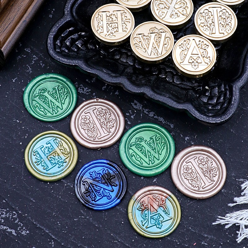 1PZ Vintage Sealing Wax Stamp Con Manico In Legno Testa In Ottone