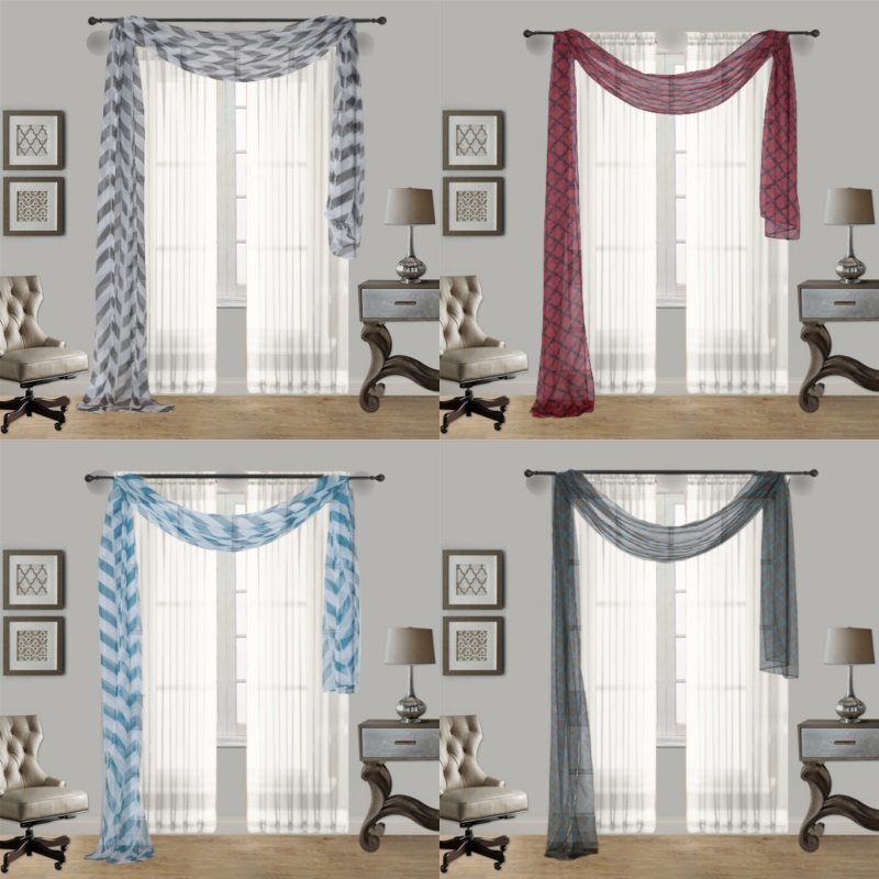 1PC PRINTED/SOLID VOILE SCARF WINDOW CURTAIN SEE THROUGH PARTY HOME DECOR S38