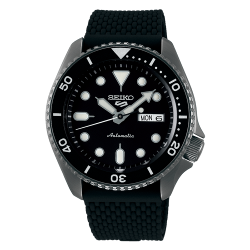 Pre-owned Seiko 5 Sports Black Dial Silicone Strap Automatic Men's Watch Srpd65k2 Usau