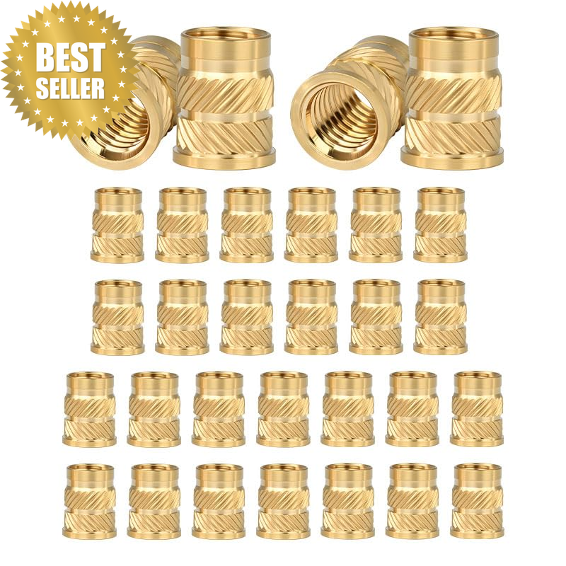 30 Pcs M3 Heat Set Inserts, Brass Knurled Flange Threaded Inserts for 3D Printin