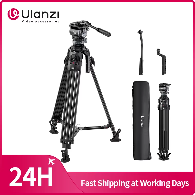 Video Fast Heavy Duty Carbon Fiber / Aluminum Tripod with Fluid Head Quick Relea