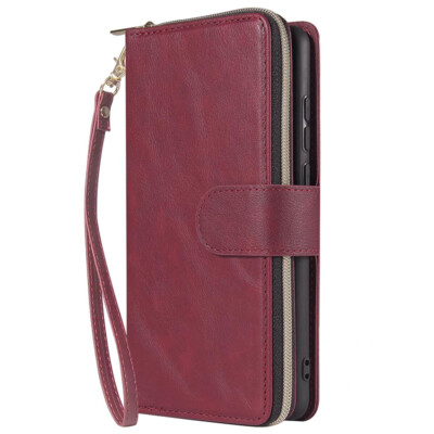For OnePlus 9 Wallet Case 9Card Zipper Slots Kickstand Flip Leather Phone Case