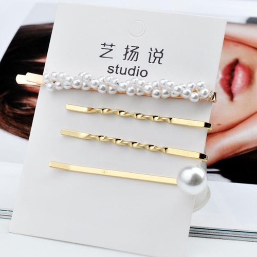 4pcs Set Pearl Hair Clip Comb Bobby Pin Barrette Hairpin Headdress