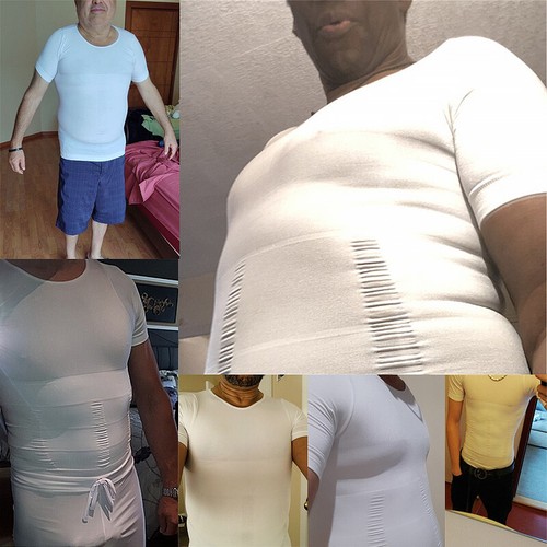 Men's Slimming Body Shaper Shirt Posture Corrector Vest Abdomen Compression Tops