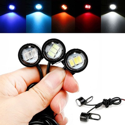 2Pcs 12V Motorcycle Rearview Mirror Decor Eagle Eye 3 LED Conatant Brighjo