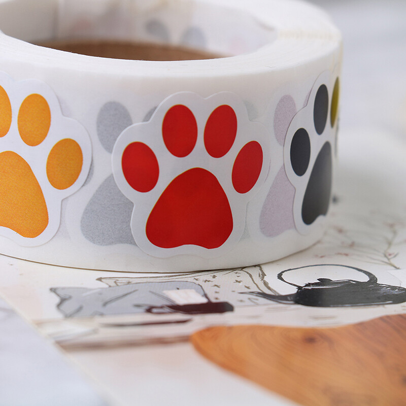500x Dog Cat Bear Paw Labels Stickers of 6 Colors Sealing Label Decorative# G))i