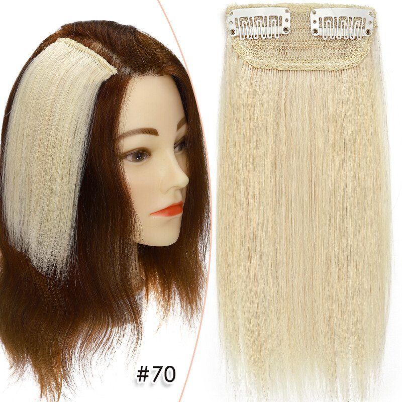 Highlight Clip In Human Hair One Piece Extensions Fluffy Small Volume Hairpiece