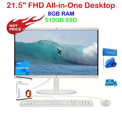 2024 HP All In One Computer 21.5'' Intel Celeron 8GB RAM&512GB SSD  Win11Pro USA