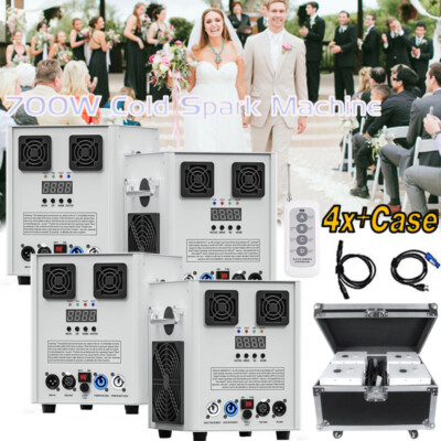 4PCS 700W Cold Spark Firework Machine Stage Effect Wedding DJ Party DMX w/Case