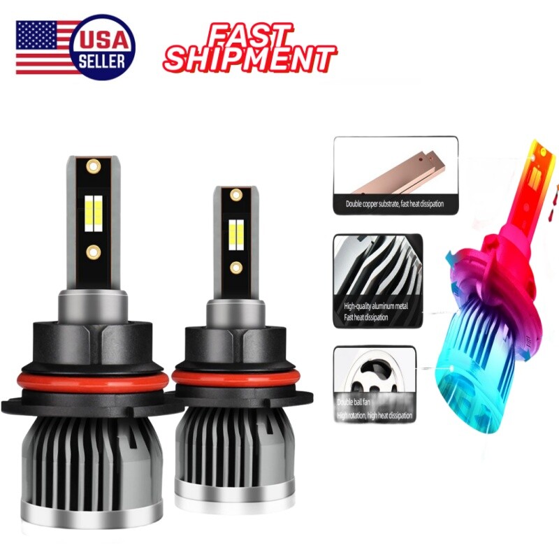 2pcs 9007/H13 LED Headlight Bulb Conversion Kit High Low Light 6000K Waterproof