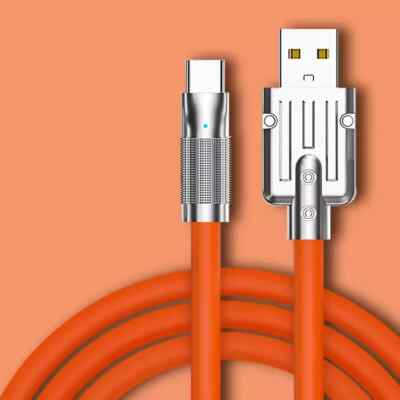 120W 6A USB Type C Cable Zinc Alloy Fast Charging Silicone cable for Smartphone