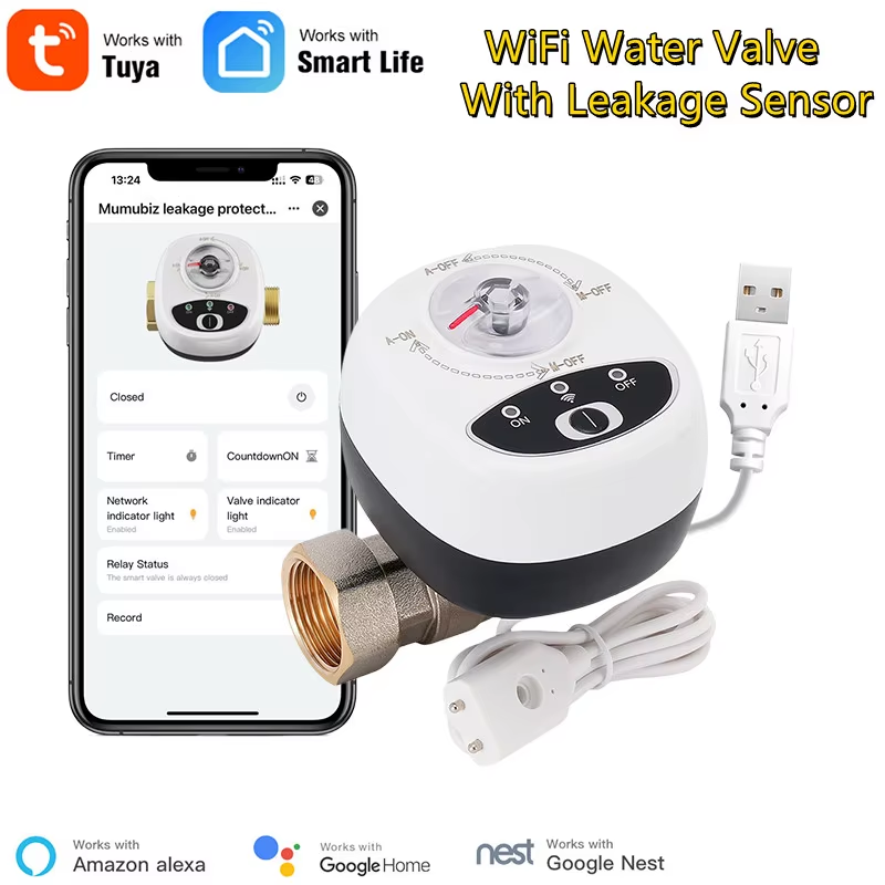 Tuya Smart WiFi Water & Gas Valve DN15/20/25, Alexa & Google Home Compatible, AP