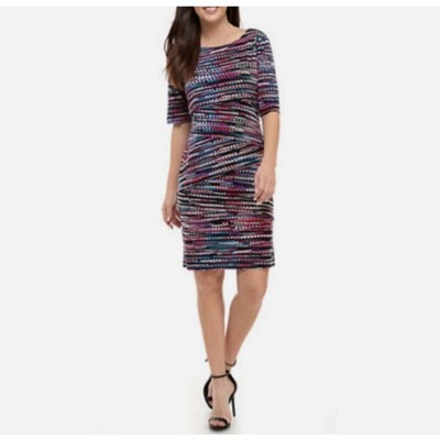 Connected Apparel Asymmetrical Printed Sheath Dress / Size 10P