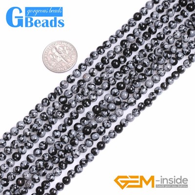 Natural Black Snowflake Obsidian Beads Gemstone Beads Jewelry Making 15'' 6mm 8mm