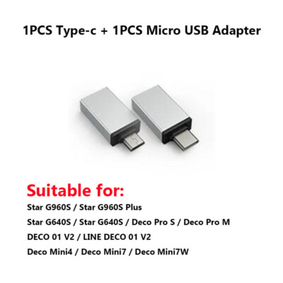 XP-PEN Android USB Adapter Converter Type-c + Micro For Deco 01 V2/Mini7 Tablet