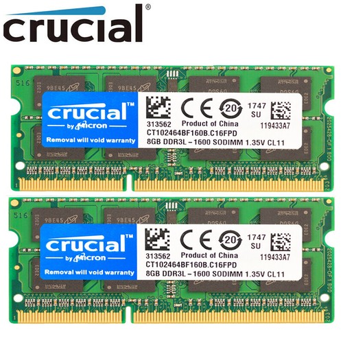 Crucial DDR3L 16GB 8GB 1600Mhz 2Rx8 PC3L-12800 1.35V SODIMM