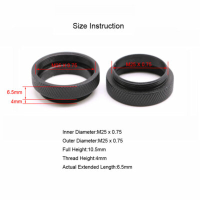M25 x0.75 Parfocal Length Extender Adaptor for Nikon Leica Microscope 6.5mm 15mm