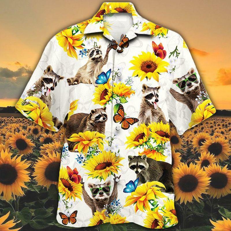 Raccoon Lovers SunFlower Hawaiian Shirt For Men & Women Adult Hawaii Shirt Funny
