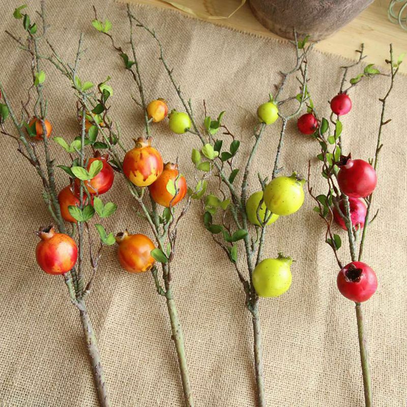 1pc Artificial Pomegranate Dry Branch Berries Fruit Artificial