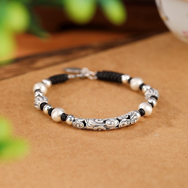 F02 Bracelet with Silver Balls Arch with Clouds 999 Fine