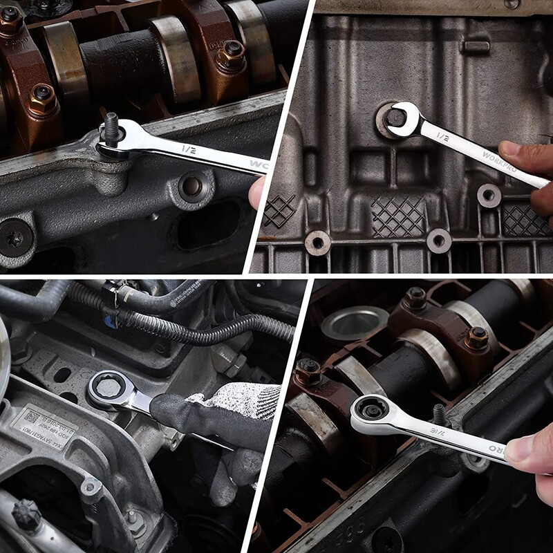 WORKPRO Metric SAE Ratcheting Combination Wrench Set 72 Teeth with Roll Up Pouch
