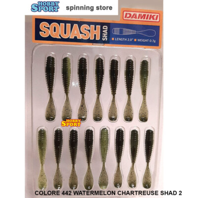 DAMIKI SQUASH SHAD 2" 442 WATERMELON CH  LAGO FIUME LIGHT ROCK FISHING 15 PZ