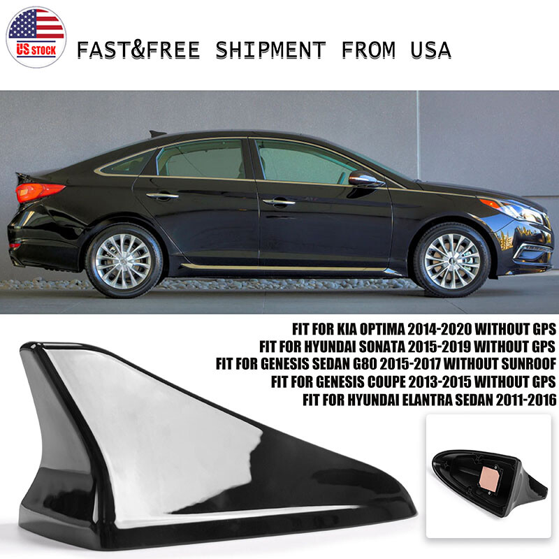 For Hyundai Elantra Sedan 2011-2016 Ebony Shark Fin Roof Antenna Cover BLACK