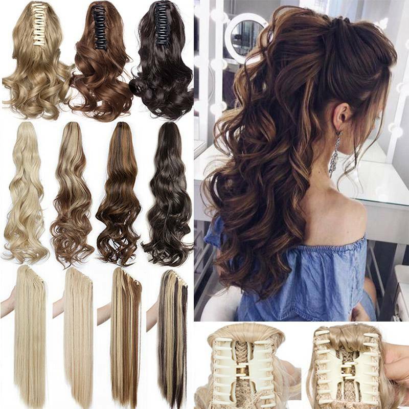 Natürlich Klammer on Haarteil Zopf Pferdeschwanz Haarverlängerung Echt Lockig DE