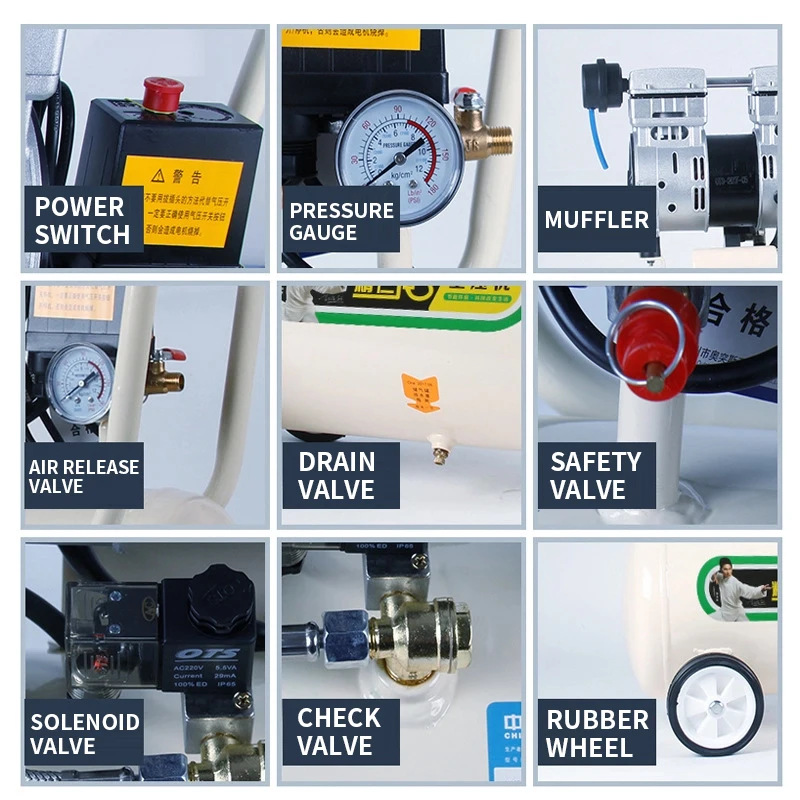 Air Compressor Oil-Free Air Compressor Tank 750W Silent Air Pump for Painting/Ca