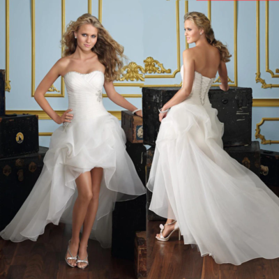 Front Short Long Back Strapless Wedding Dress Classic Bride Train Gown Vestido