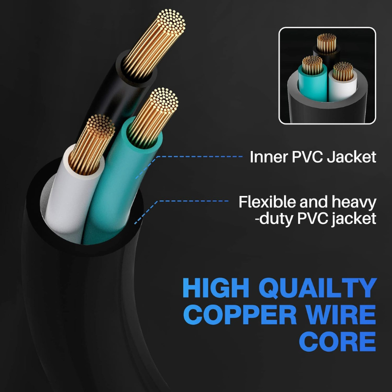 4 FT 3 Prong Universal AC Power Cord for HP Dell Lenovo Laptop TV Printer