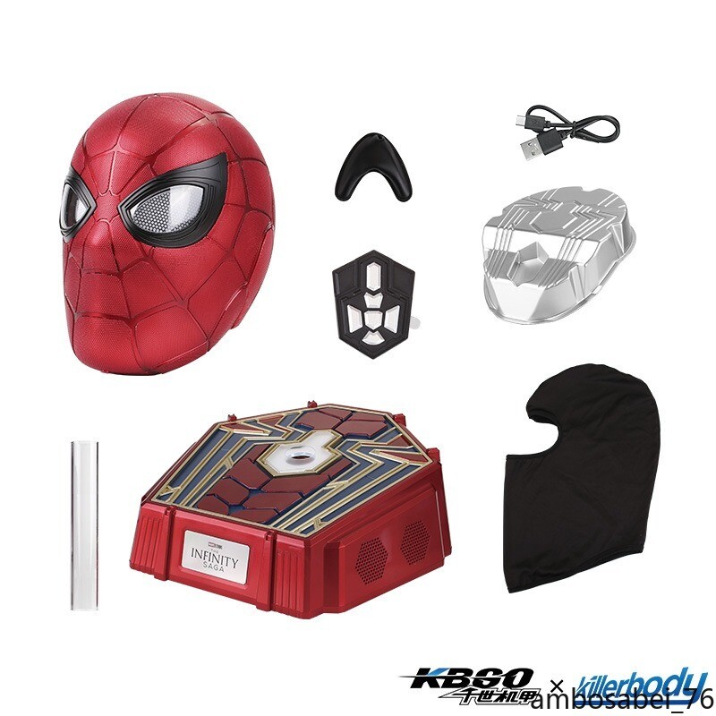 Pre-owned Marvel Comics Iron Spider Helmet Electric Blink Bluetooth Speaker 1:1 Genuine In Red