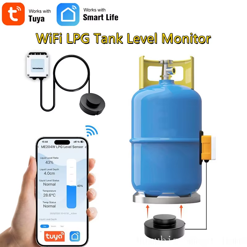 Tuya Smart APP-Connected High Accuracy LPG Gas Level Indicator with Liquid Level