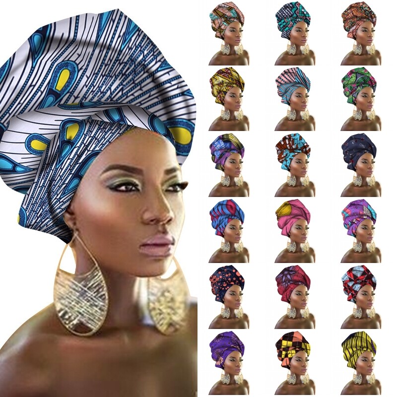 African Head Tie Wrap Scarf Cap Women Cotton Print Bandana Turban Hair Accessori Ebay