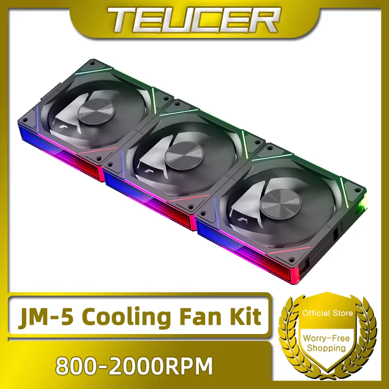 JM-5 Wireless Cooling Fan Kit ARGB Light Effect 800-2000RPM Case Fan Compatible