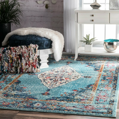 World Menagerie Hereford Teppich Webteppich Flachgewebe Aquamarin 160x231cm